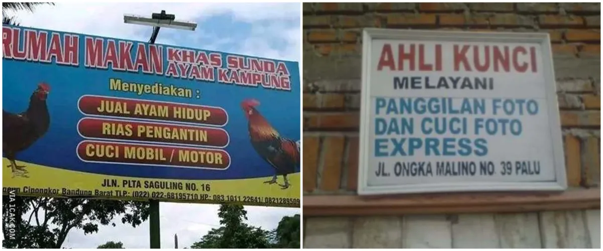 11 Spanduk promosi warung ini bukti orang Indonesia serba bisa