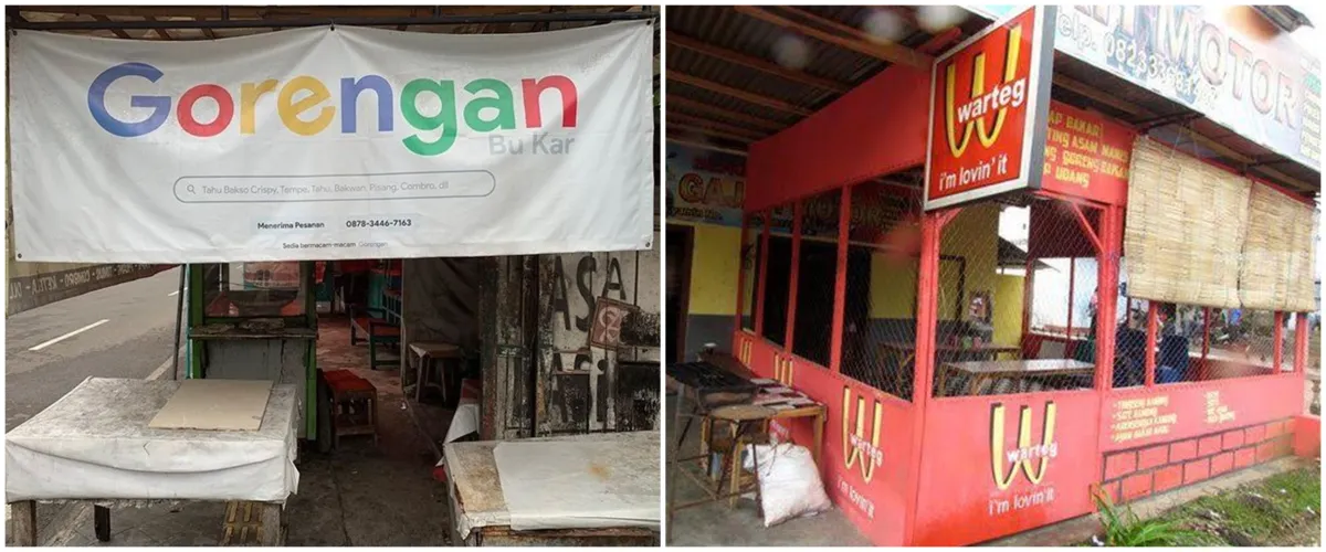 13 Spanduk warung mirip brand ternama ini bikin mengernyitkan dahi