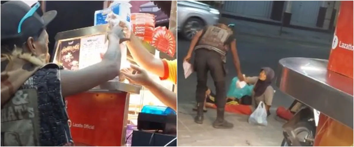 Anak punk beri makanan ke gelandangan, aksinya bikin haru
