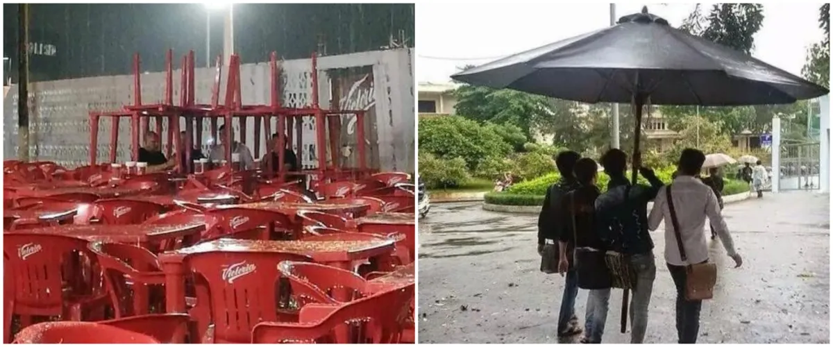 11 Kelakuan kocak orang saat berteduh ini kreatif banget idenya