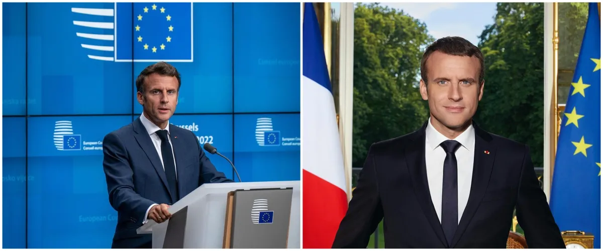 Momen Presiden Prancis Emmanuel Macron jalan kaki dan gendong bayi