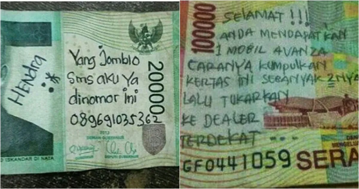 18 Coretan di uang kertas ini bikin ketawa, ada yang curhat segala!