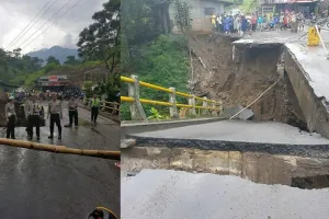 6 Potret ngeri rusaknya Jembatan Grawah, ambrol sepanjang 20 meter