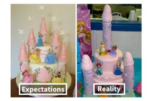 20 Foto ekspektasi vs realita kue ulang tahun ini bikin nggak selera