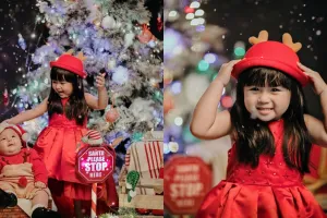 8 Potret selebgram cilik baby Marsson dan Moonella saat Natal, gemes!