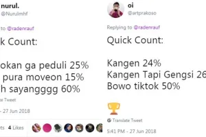 10 Cuitan 'Quick Count' Pilkada ini bapernya bikin pengen meluk mantan