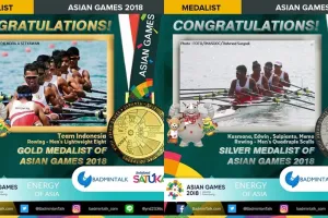  Indonesia tambah 1 emas dan 1 perak dari cabang olahraga dayung