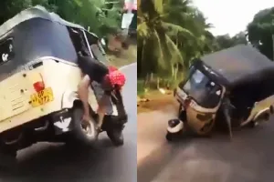 Aksi sopir bajaj ganti ban sambil melaju, lebih keren dari pit stop F1