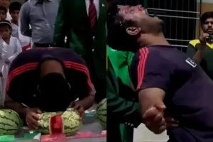 Pria ini pecahkan 49 semangka dengan kepala dalam 1 menit, sangar abis