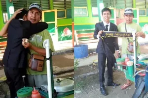 Aksi pria anak penjual siomay keliling lulus ujian skripsi bikin haru