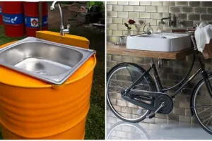 7 Ide kreatif meja wastafel manfaatkan barang bekas