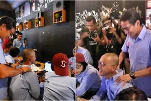 Aksi Sandiga Uno pijati relawan penginput data C1 biar semangat