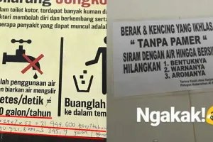 12 Peringatan di toilet ini bikin pengunjung auto mikir keras