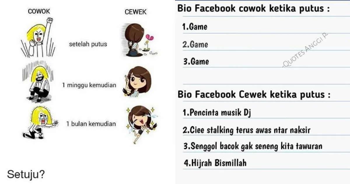 14 Meme lucu perbedaan cewek dan cowok saat putus