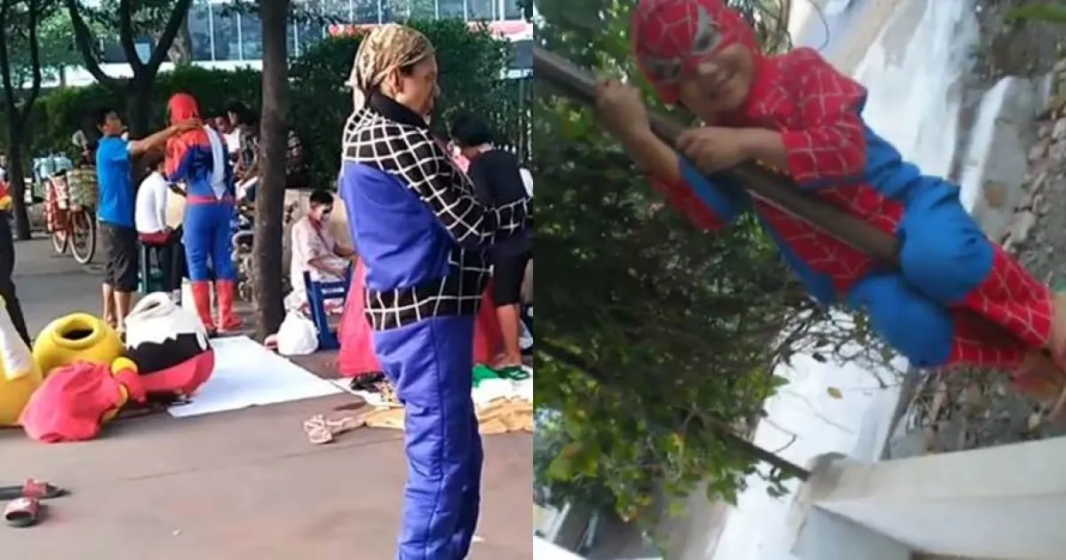 10 Kelakuan cosplay Spider-Man ini bikin senyum tipis