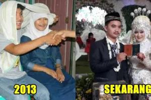 Berawal dari bercanda, sejoli ini beneran bersanding di pelaminan