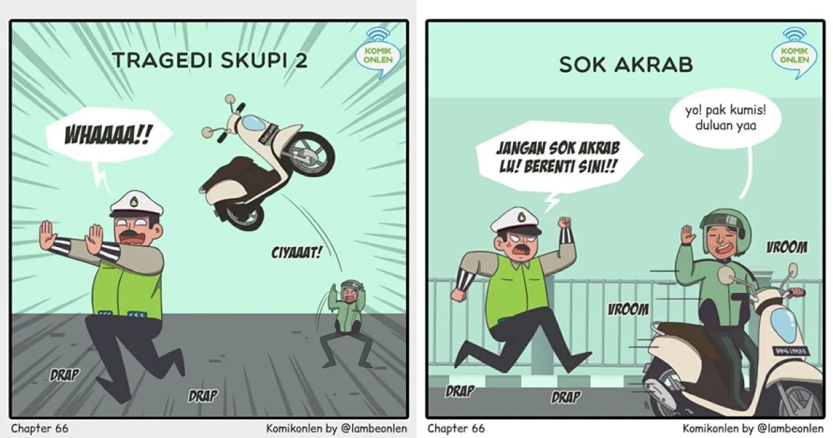 Komik strip 10 tipe pengendara saat ada razia ini kocak abis