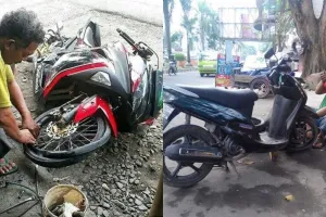 10 Kelakuan nyeleneh tukang tambal ban ini bikin tepuk jidat