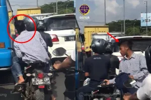 Melanggar tapi ngeyel, pemotor tak pakai helm ini kena nasib apes