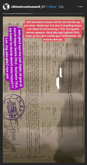 tagihan listrik nikita © 2019 brilio.net tagihan listrik nikita © 2019 brilio.net