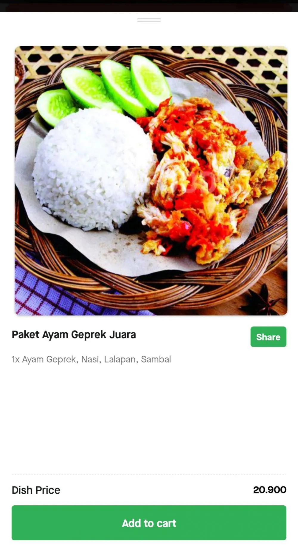 ayam geprek sambal hijau ngakak © Twitter/@RacunBelanja