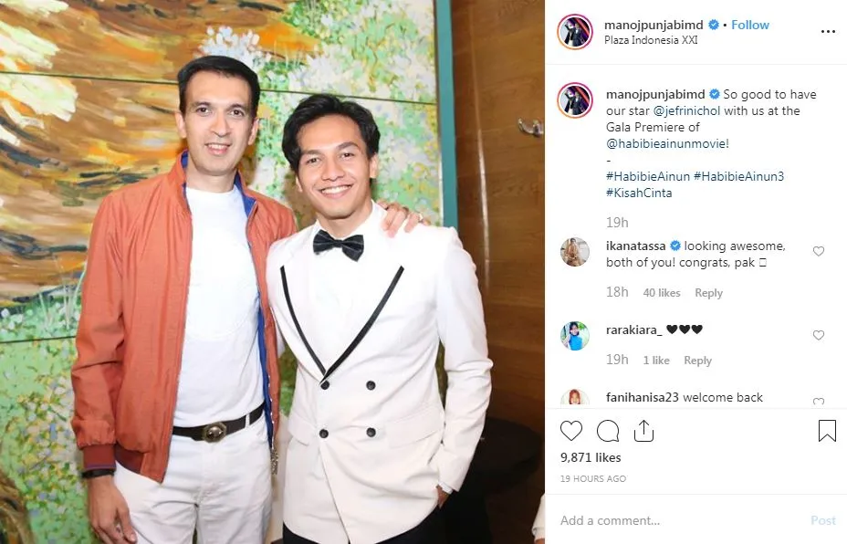 Jefri Nichol premier Habibie Ainun 3 © 2019 instagram.com Jefri Nichol premier Habibie Ainun 3 © 2019 instagram.com