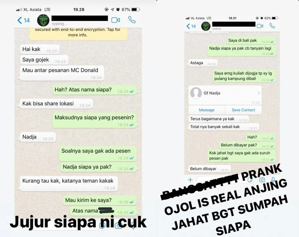 fiktif ojek online ke alamat orang lain © Twitter/@kucing_gemas