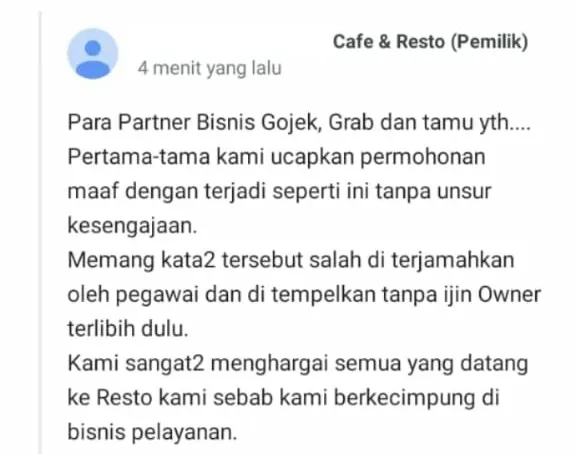 larangan resto driver masuk © Twitter/@GojekOnTwitt larangan resto driver masuk © Twitter/@GojekOnTwitt