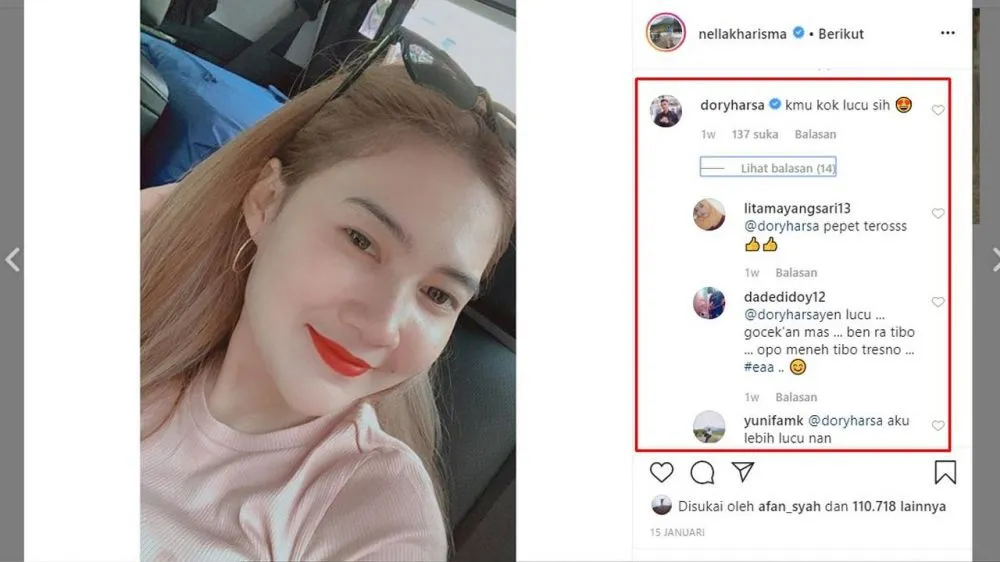 Gombalan Dory untuk Nella  Instagram 