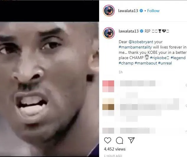 Ucapan duka Kobe Bryant instagram Ucapan duka Kobe Bryant instagram