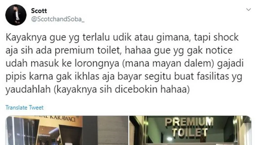 Viral toilet mewah © 2020 @Twitter/@ScotchandSoba_