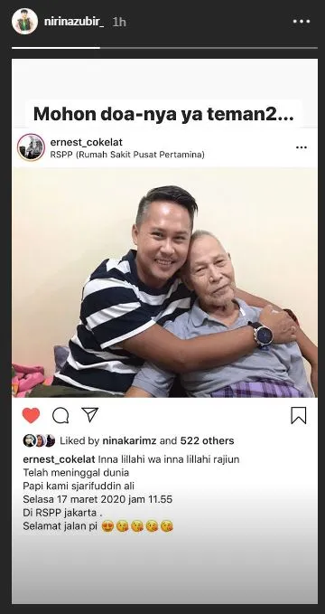 Mertua Nirina Zubir © 2020  Instagram/@ernest_cokelat
