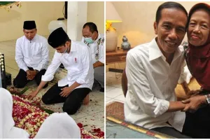 Potret Presiden Jokowi usap air mata ditinggal sang ibunda, haru