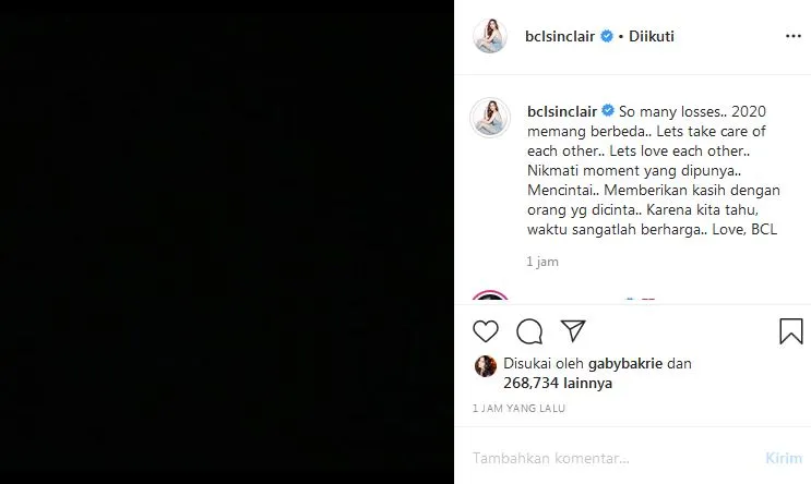 Ungkapan duka BCL untuk Glenn Instagram Ungkapan duka BCL untuk Glenn Instagram