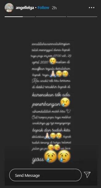 ayah Angel Lelga meninggal Instagram