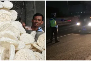 Demi pulang kampung, pemudik ini nekat sembunyi di tumpukan kerupuk