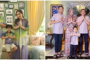 12 Potret keluarga seleb kenakan seragam Lebaran, kompak