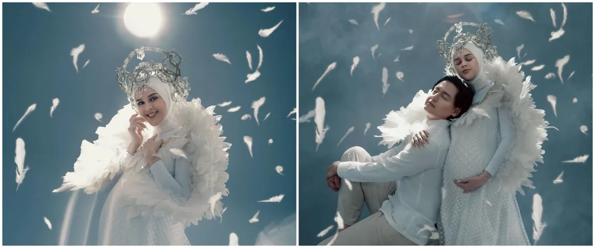 8 Potret maternity Cut Meyriska & Roger, bertema guardian angel