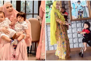 10 Momen April Jasmine momong si kembar, menggemaskan