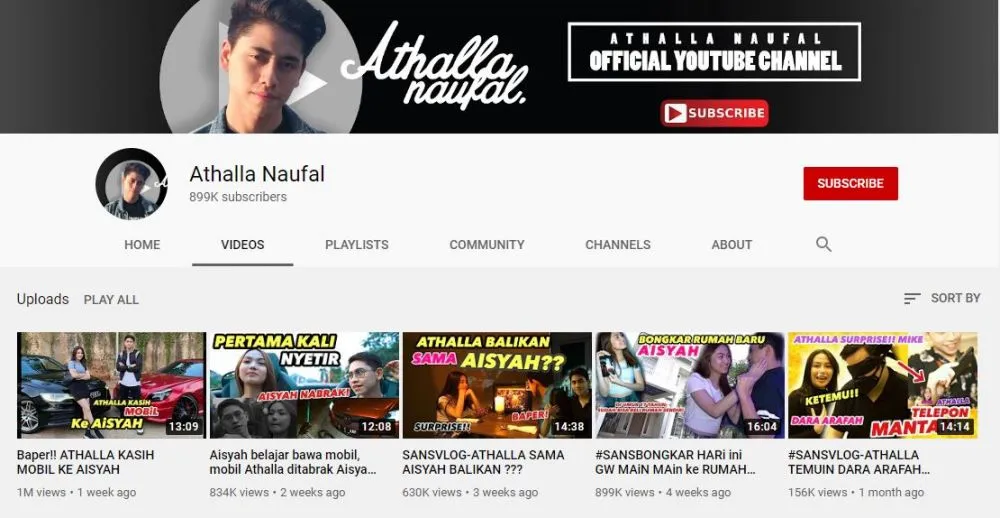 Sumber penghasilan Athalla Naufal Instagram & YouTube