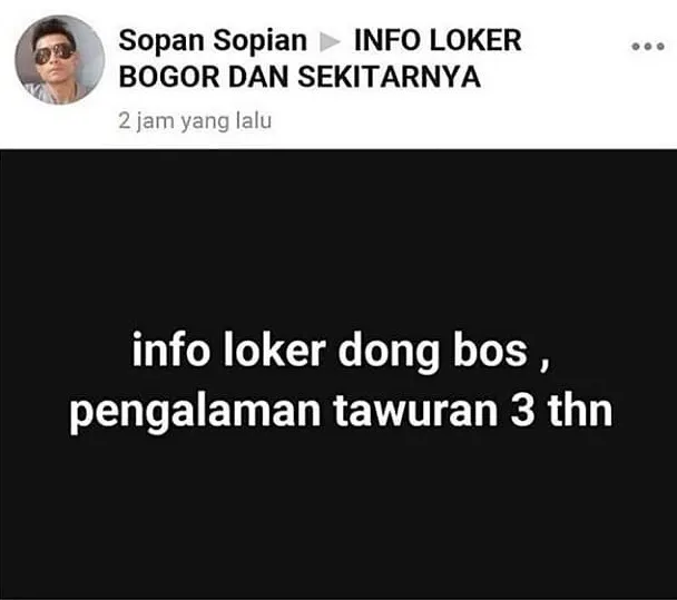 status fb di grup pencari kerja © 2020 instagram.com