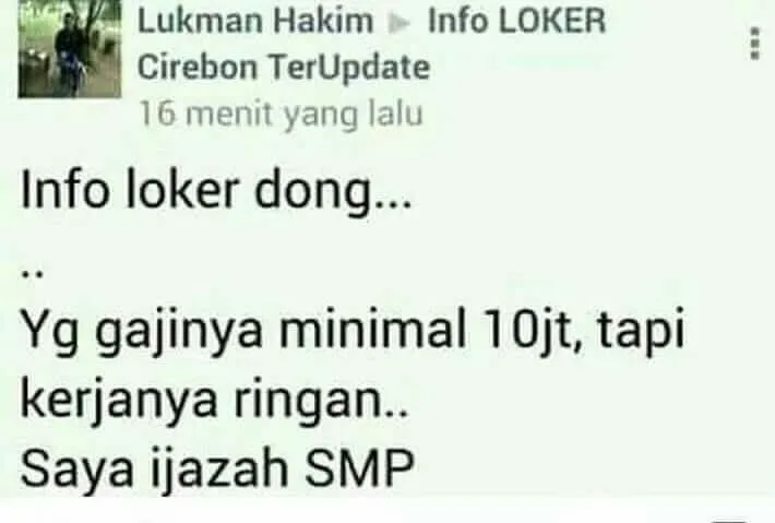 status fb di grup pencari kerja © 2020 instagram.com