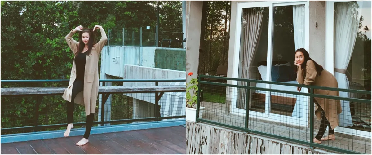 10 Momen liburan Aura Kasih di gunung, menenteng senapan