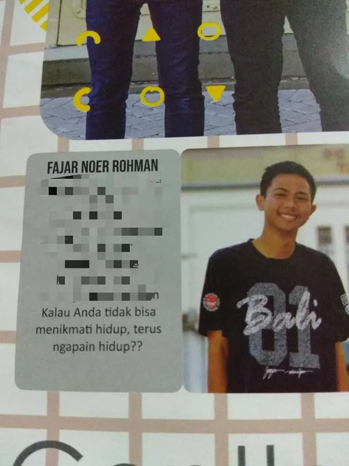 Quotes buku tahunan © Facebook/ Rizky Sinatra Quotes buku tahunan © Facebook/ Rizky Sinatra