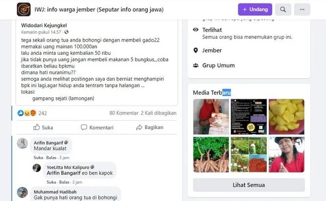 kakek penjual gado-gado tertipu uang mainan Berbagai sumber