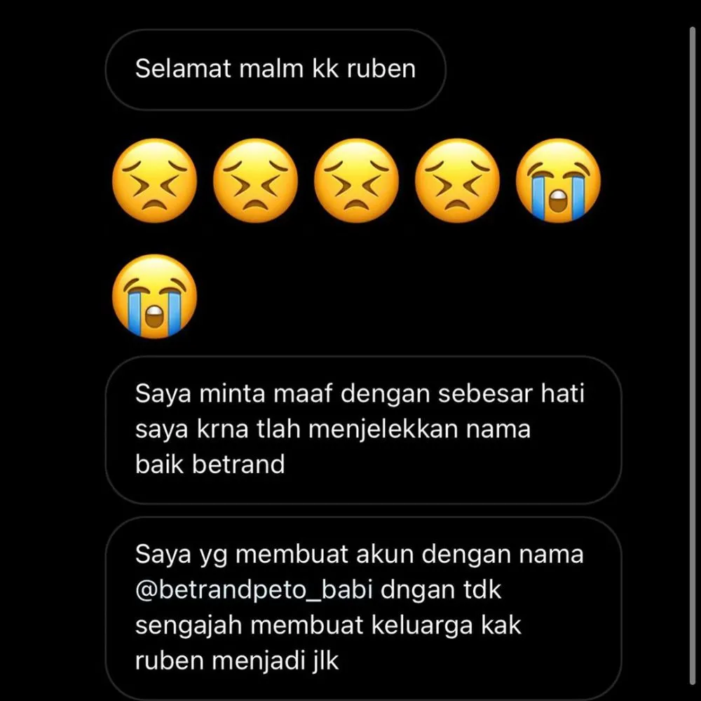 Unggah potret pembully Betrand Instagram Unggah potret pembully Betrand Instagram