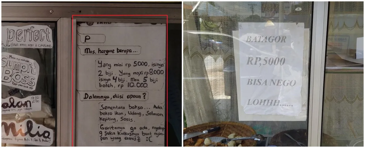 10 Pemberitahuan lucu pakai kertas di warung ini bikin pembeli senyum