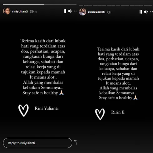 keluarga Ririn Ekawati jalani test swab Instagram