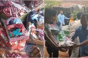 Lamar sang kekasih, pria ini bawa seserahan sebanyak dua mobil pickup