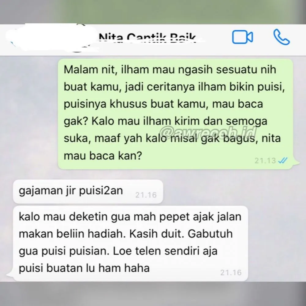 Balasan pedih chat PDKT berbagai sumber